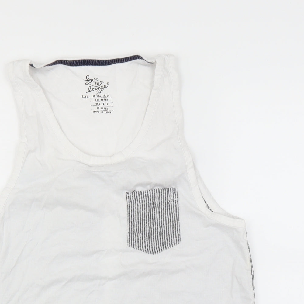 love to lounge Womens White Solid  Top Pyjama Top Size 18