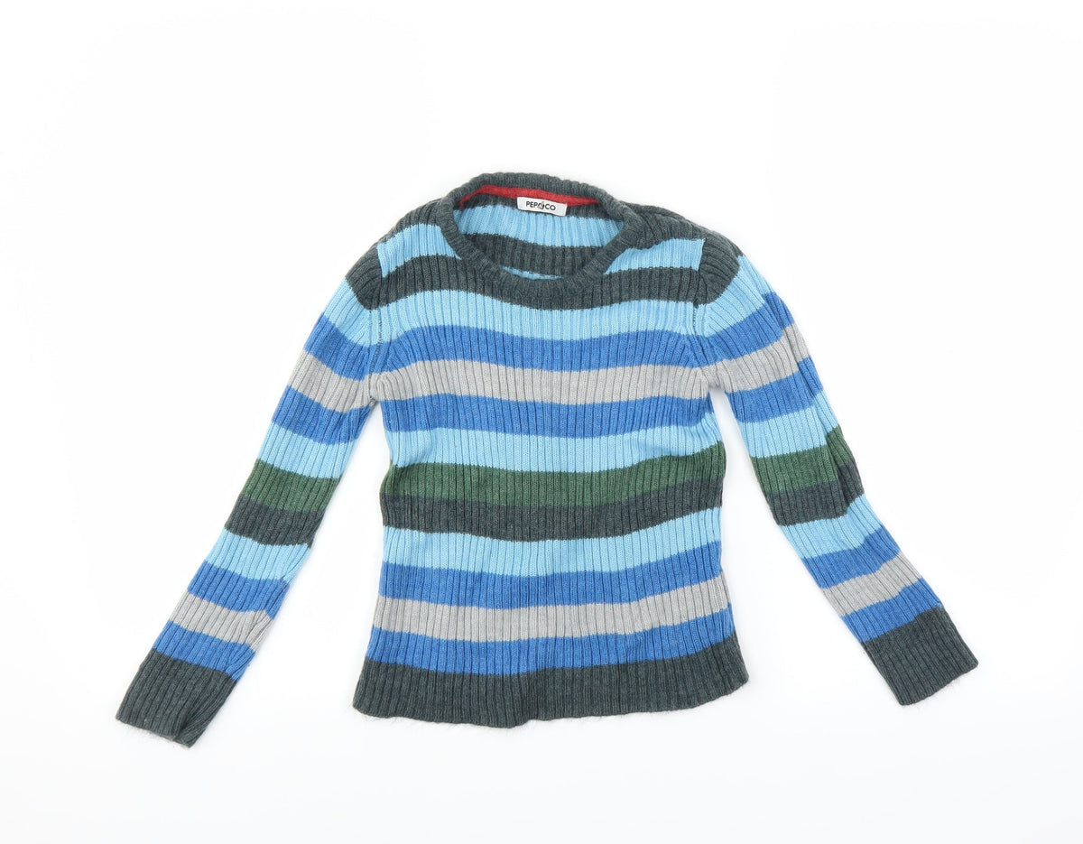Pep&Co Boys Blue Striped  Pullover Jumper Size 5-6 Years