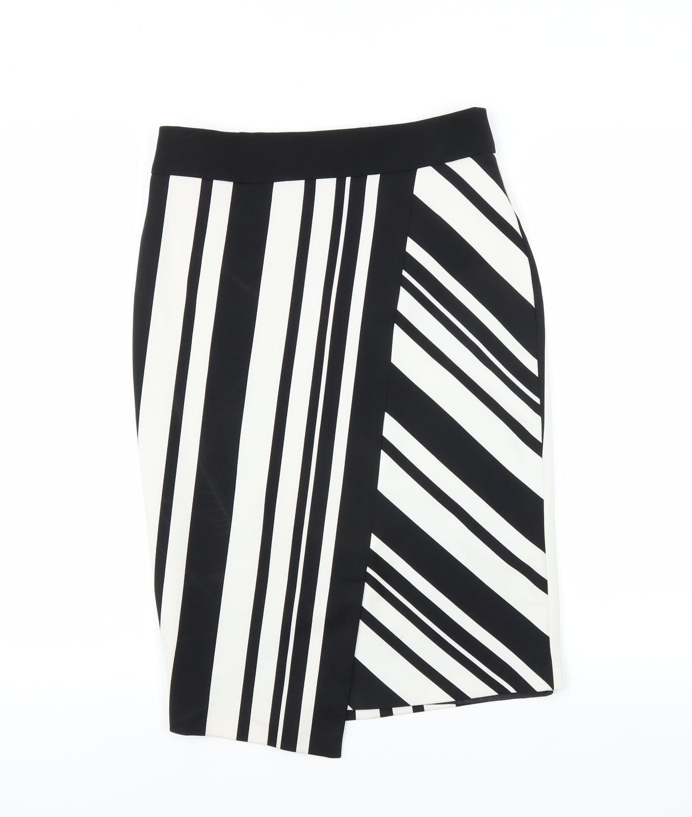 F&F Womens Black Striped  Straight & Pencil Skirt Size 8