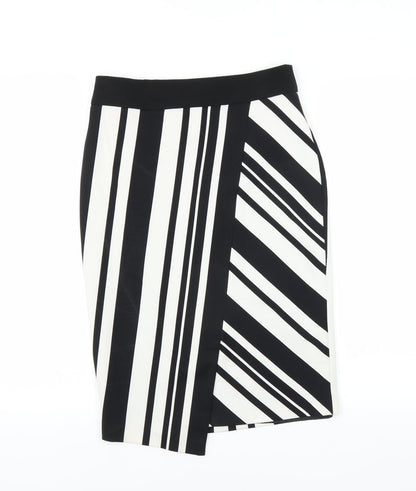 F&F Womens Black Striped  Straight & Pencil Skirt Size 8