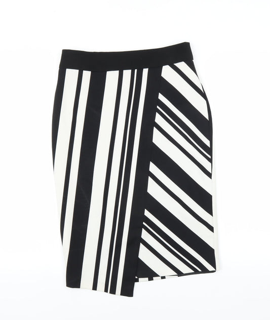 F&F Womens Black Striped  Straight & Pencil Skirt Size 8