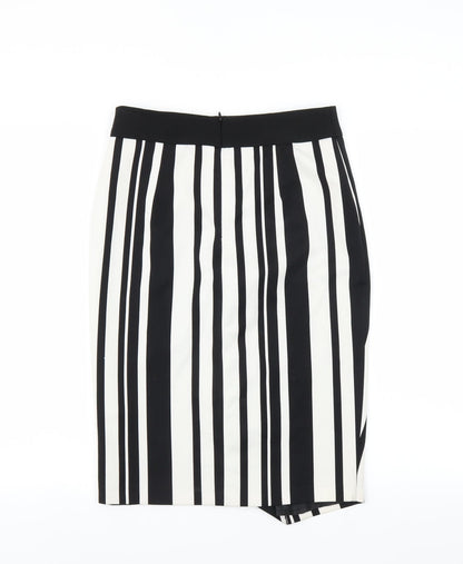 F&F Womens Black Striped  Straight & Pencil Skirt Size 8
