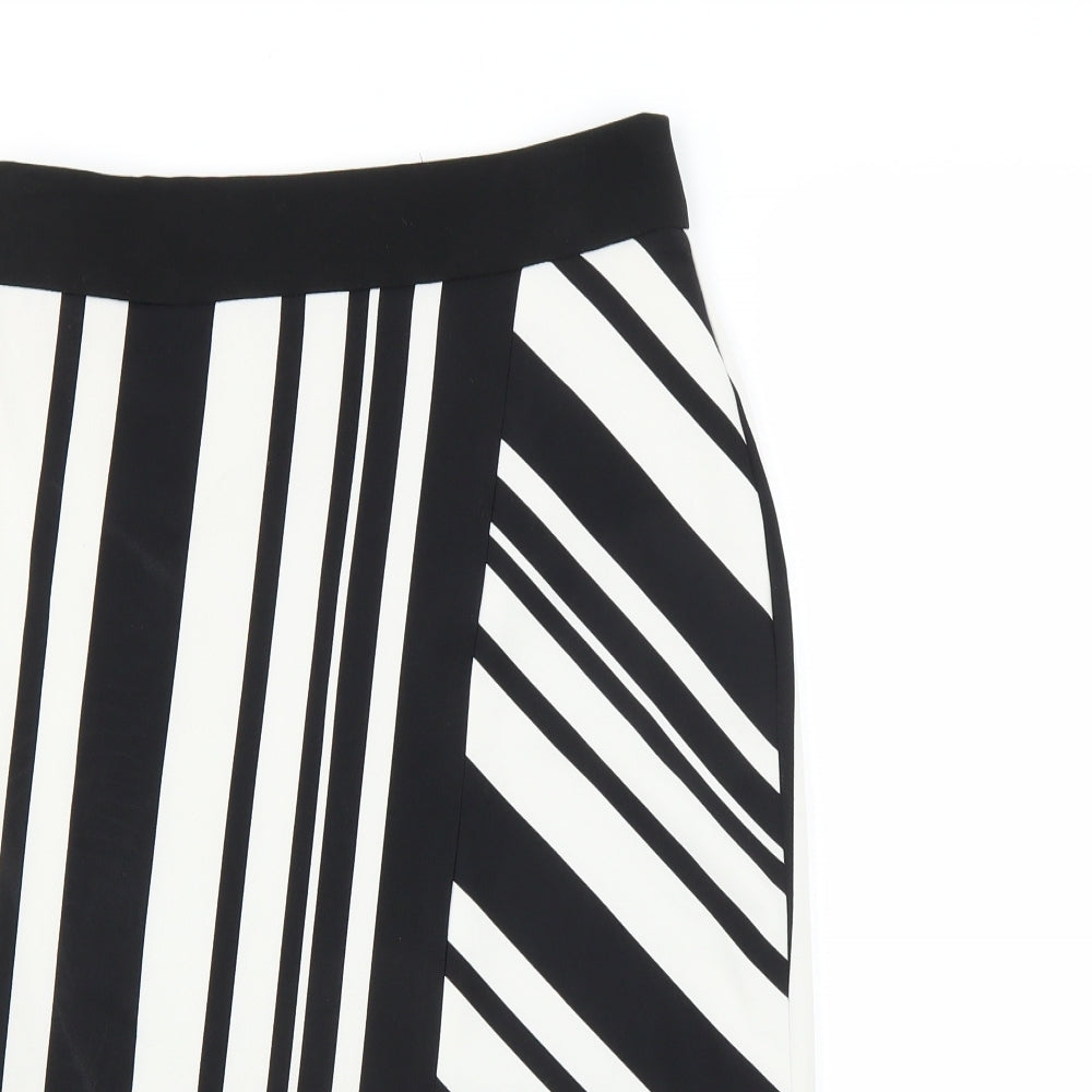 F&F Womens Black Striped  Straight & Pencil Skirt Size 8