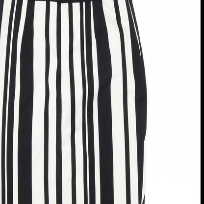 F&F Womens Black Striped  Straight & Pencil Skirt Size 8