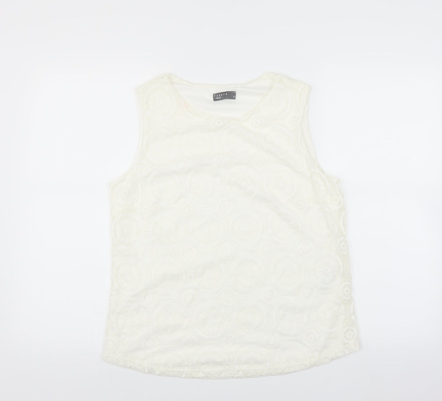 Matalan Womens White Floral  Basic Blouse Size 12  - lace detail