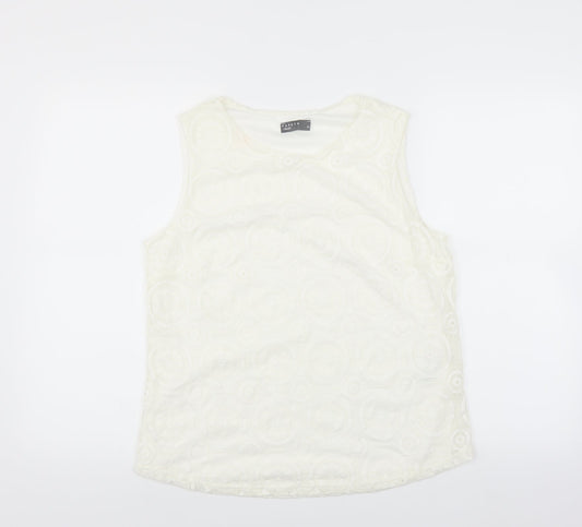 Matalan Womens White Floral  Basic Blouse Size 12  - lace detail