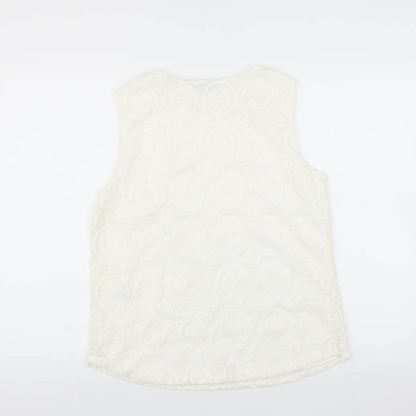 Matalan Womens White Floral  Basic Blouse Size 12  - lace detail