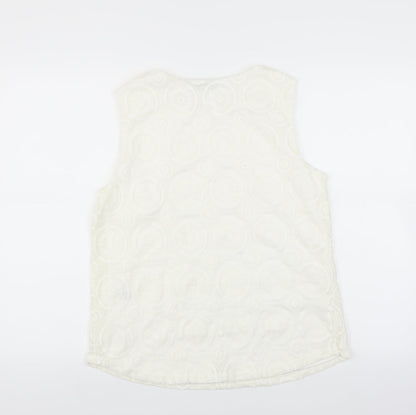 Matalan Womens White Floral  Basic Blouse Size 12  - lace detail
