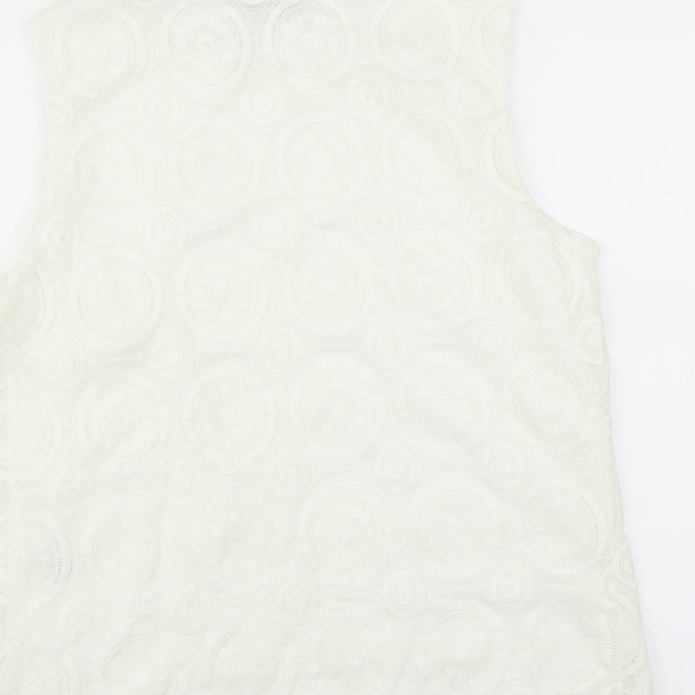 Matalan Womens White Floral  Basic Blouse Size 12  - lace detail