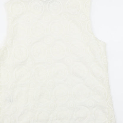 Matalan Womens White Floral  Basic Blouse Size 12  - lace detail