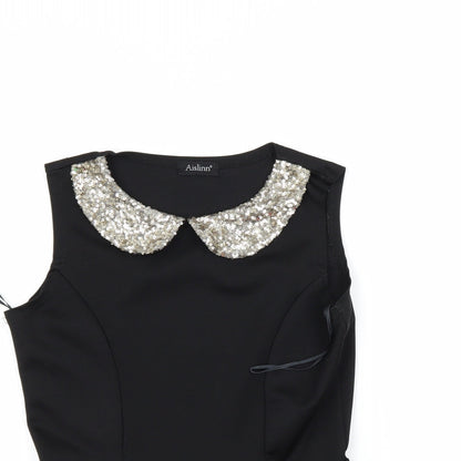 Aislinn Womens Black   Ringer Blouse Size S