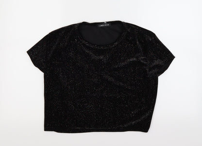 Womens UK Size 12 cameo rose Black Cropped T-Shirt