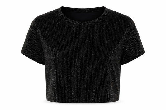 Womens UK Size 12 cameo rose Black Cropped T-Shirt