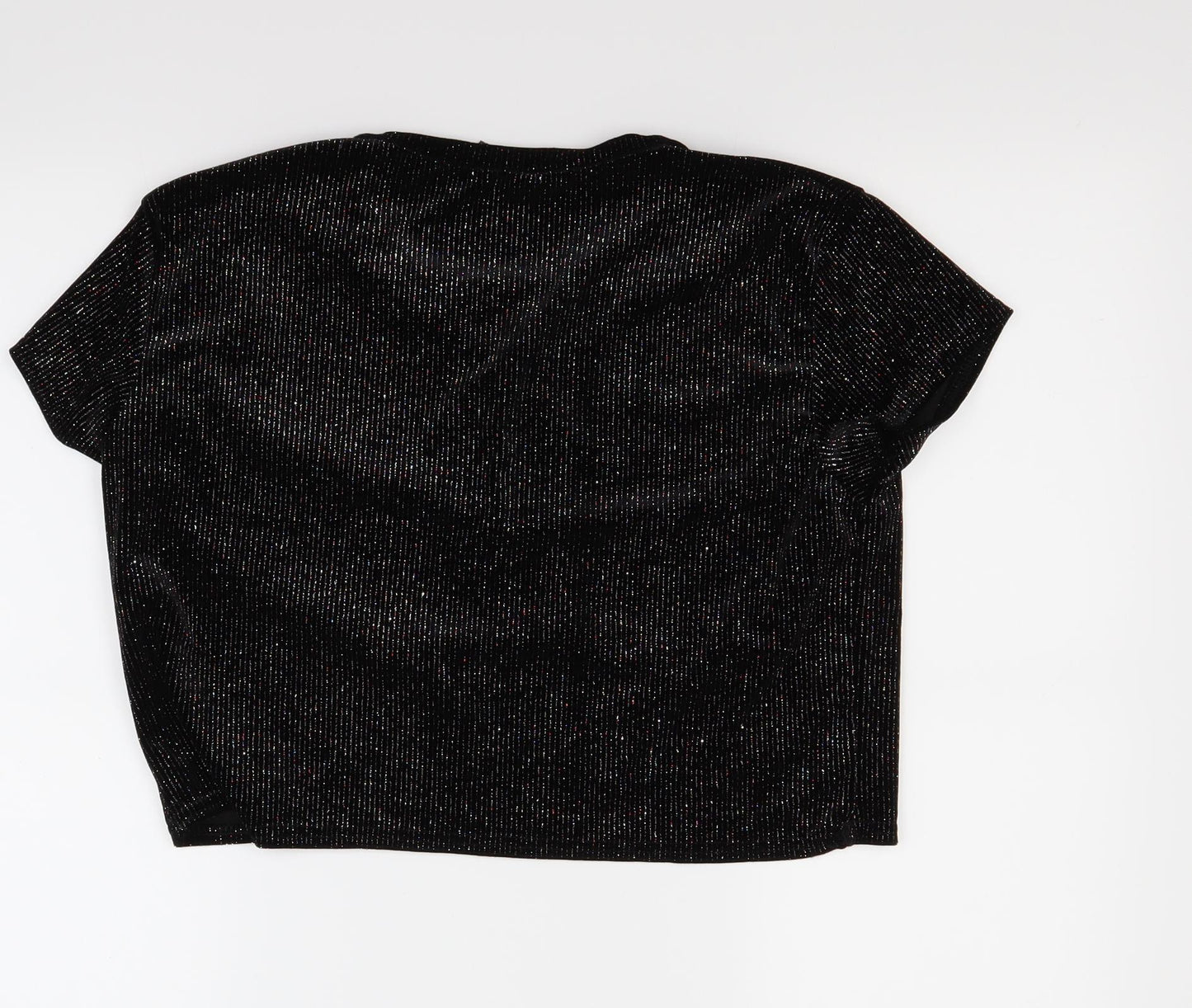 Womens UK Size 12 cameo rose Black Cropped T-Shirt