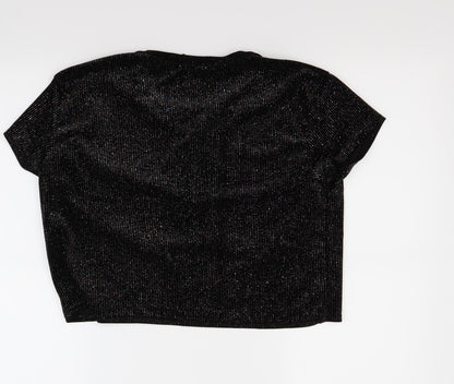 Womens UK Size 12 cameo rose Black Cropped T-Shirt