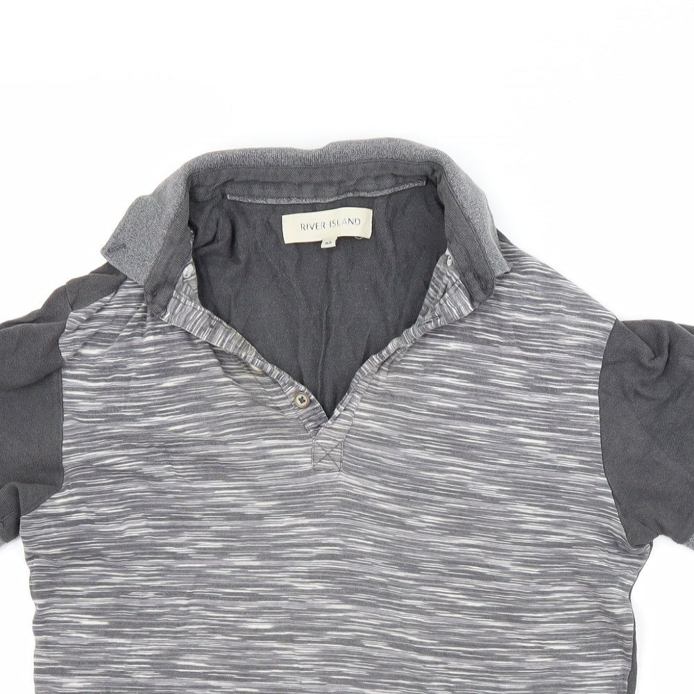River Island Mens Grey    Polo Size XS