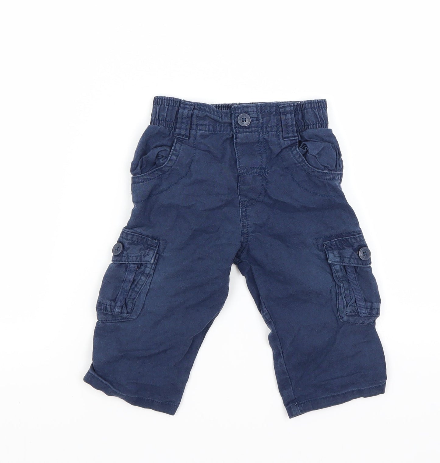 Marks and Spencer Boys Blue   Cargo Trousers Size 6-9 Months