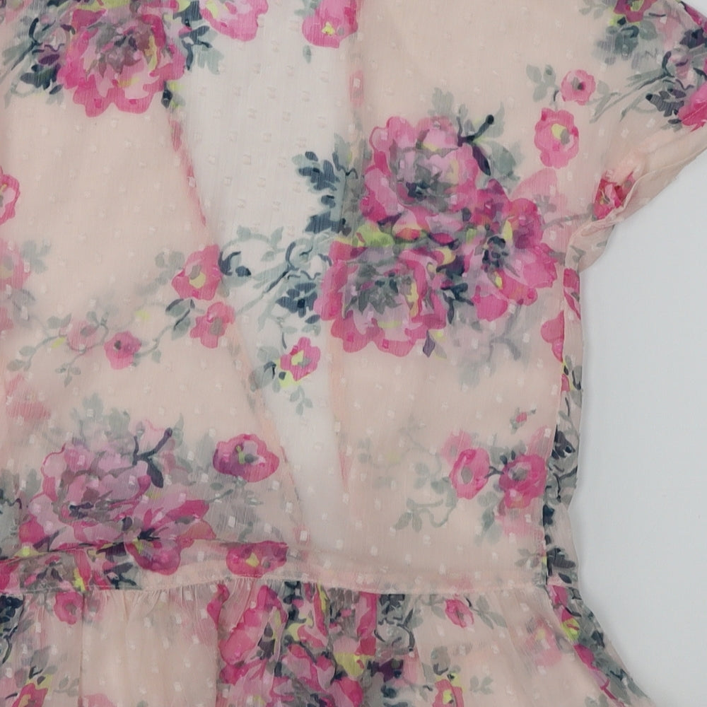 M&S Girls Pink Floral  Kimono Blouse Size 5-6 Years