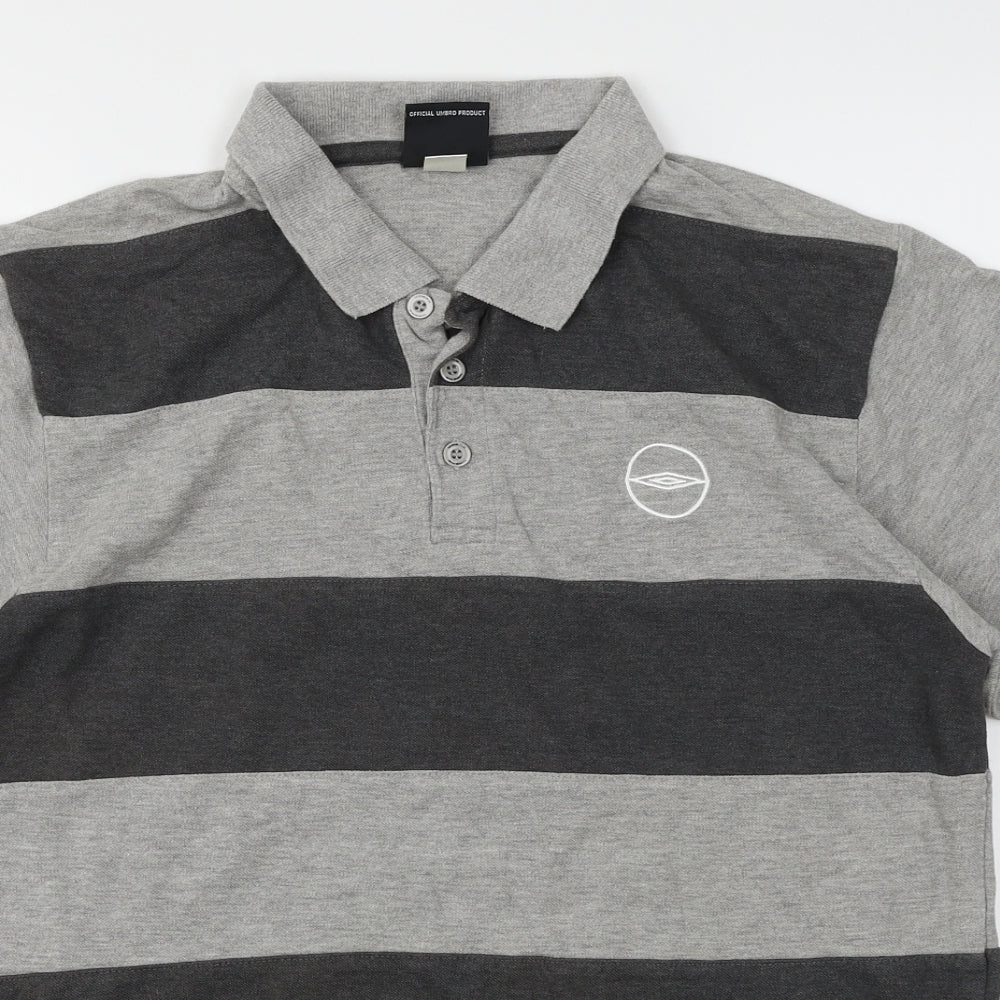 Umbro Mens Green Striped   Polo Size M