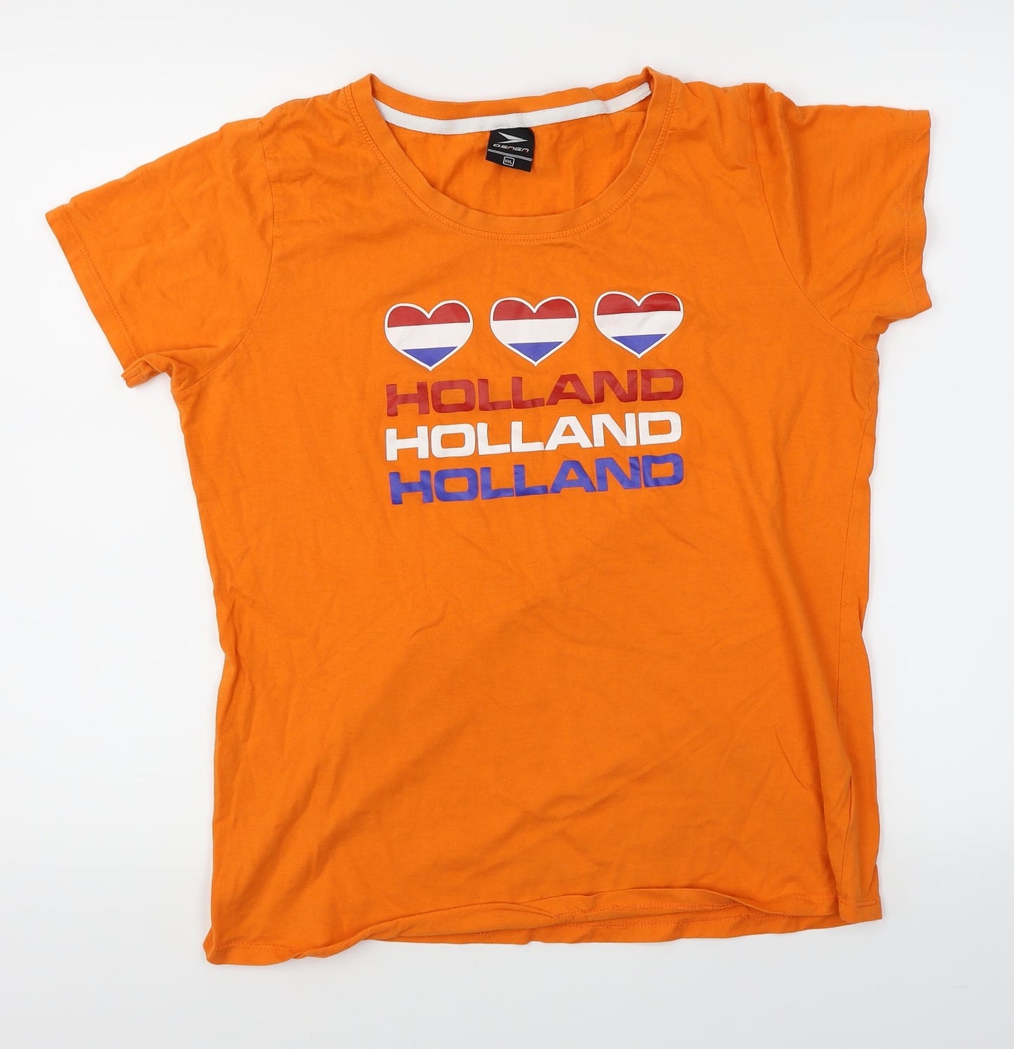 Osaga Womens Orange   Basic T-Shirt Size 2XL