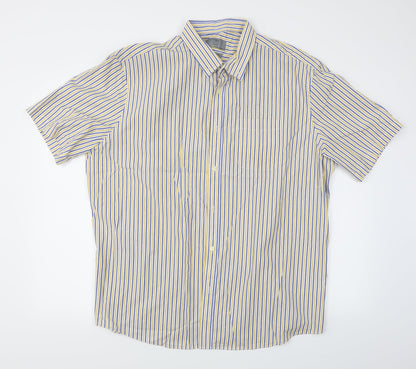 Mens UK Size 2XL M&S Yellow  Button-Up Short Sleeve Casual Shirt