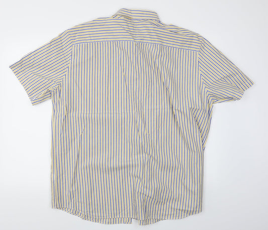 Mens UK Size 2XL M&S Yellow  Button-Up Short Sleeve Casual Shirt