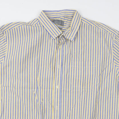 Mens UK Size 2XL M&S Yellow  Button-Up Short Sleeve Casual Shirt