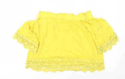 Womens UK Size 12 Select Yellow Basic T-Shirt