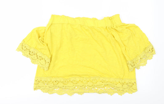 Womens UK Size 12 Select Yellow Basic T-Shirt