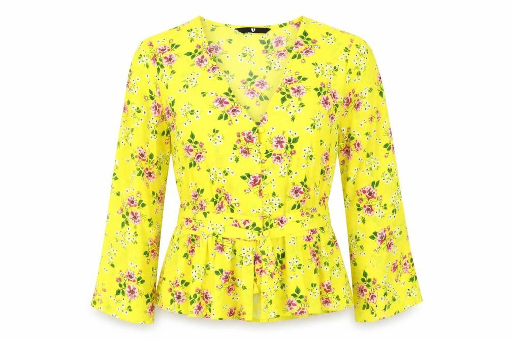 Womens UK Size 12 Very Yellow Basic Blouse
