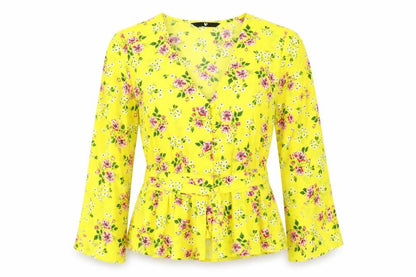 Womens UK Size 12 Very Yellow Basic Blouse