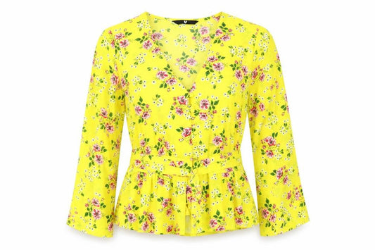 Womens UK Size 12 Very Yellow Basic Blouse