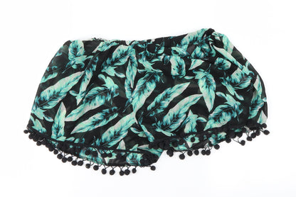 Boohoo Womens Black Floral  Hot Pants Shorts Size L