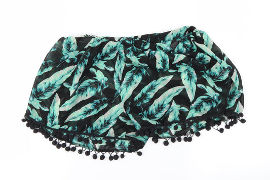 Boohoo Womens Black Floral  Hot Pants Shorts Size L