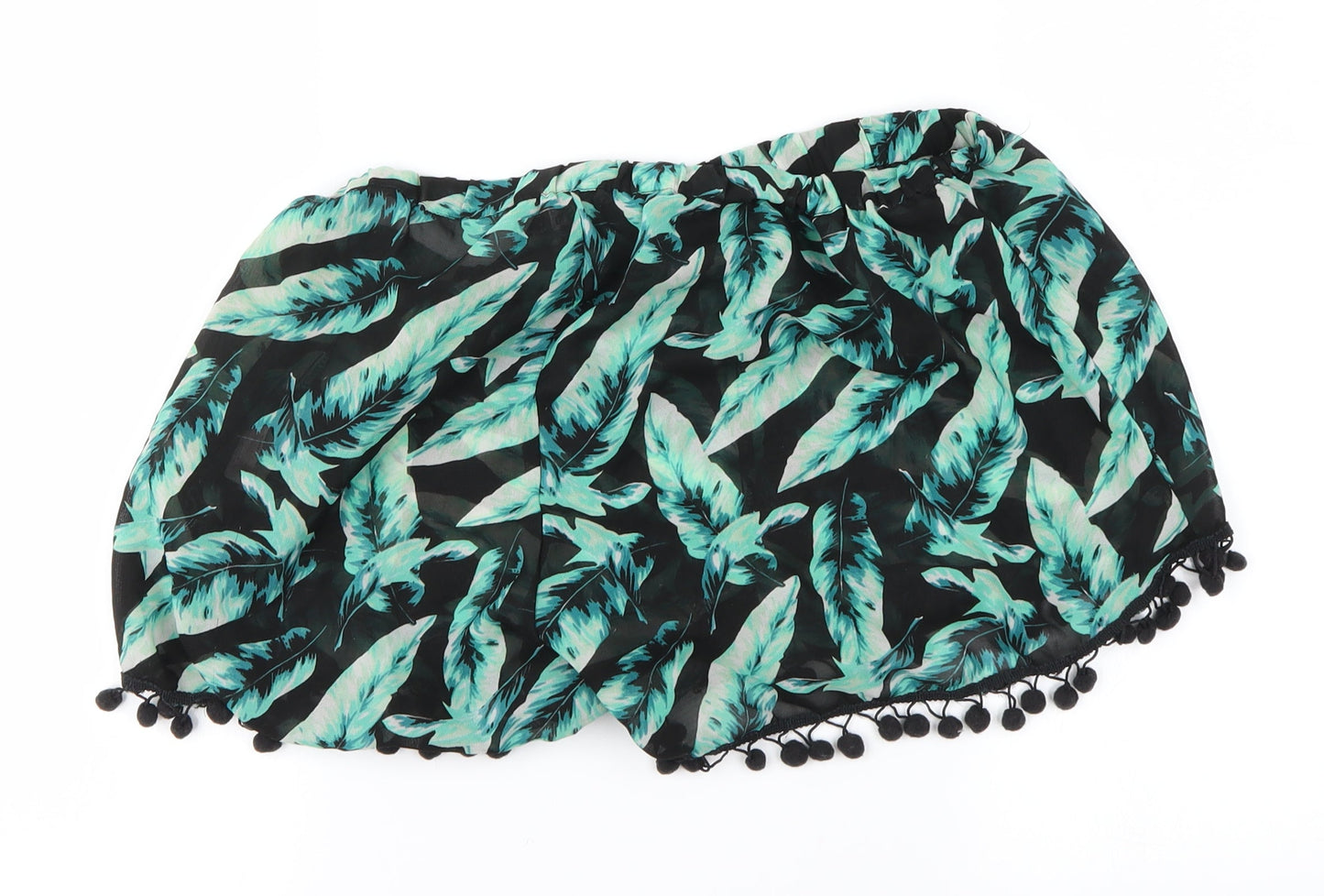 Boohoo Womens Black Floral  Hot Pants Shorts Size L