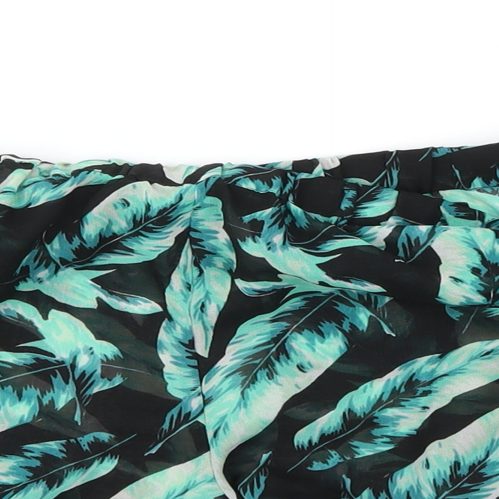 Boohoo Womens Black Floral  Hot Pants Shorts Size L