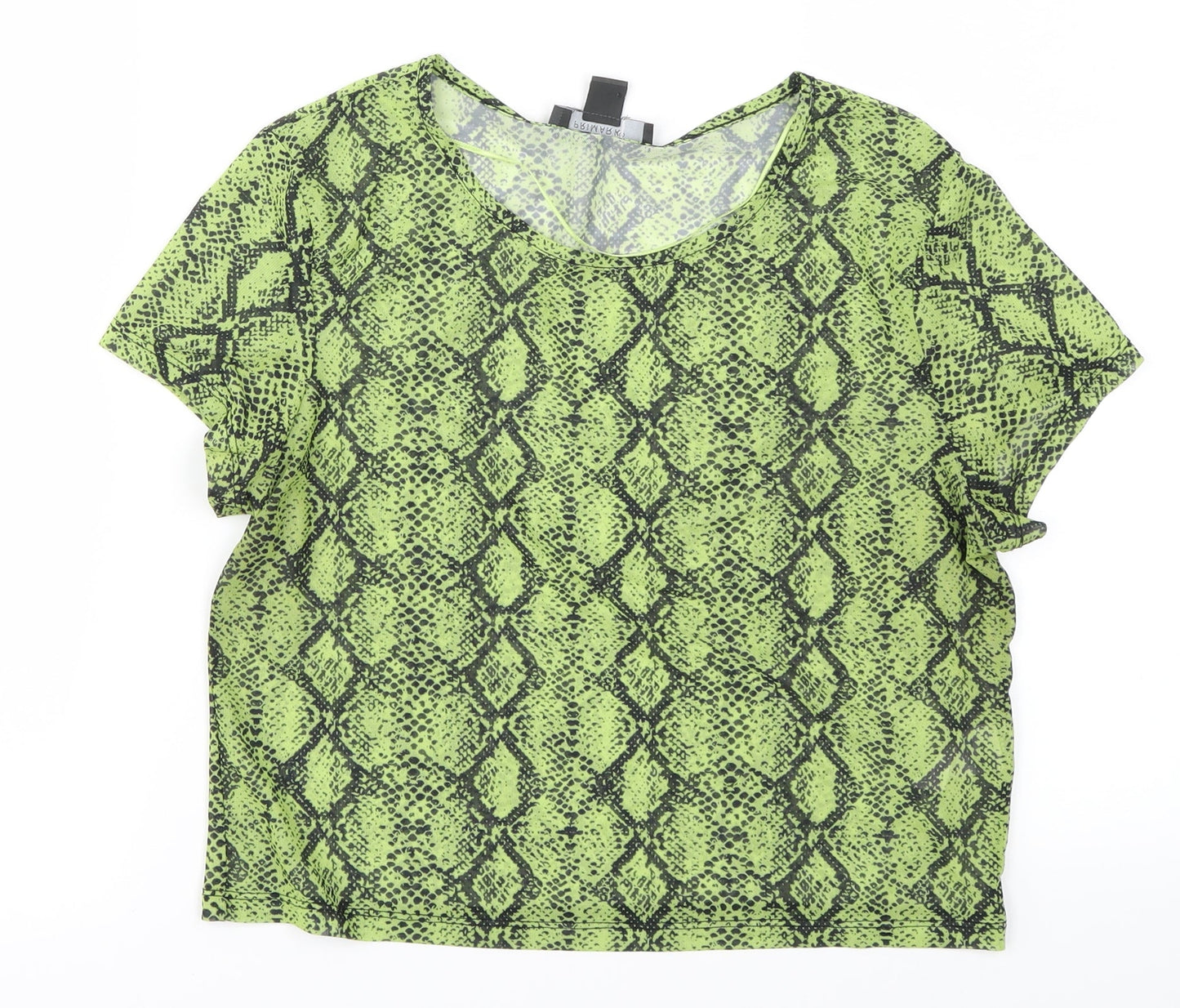 Primark Womens Green Animal Print  Basic Blouse Size M