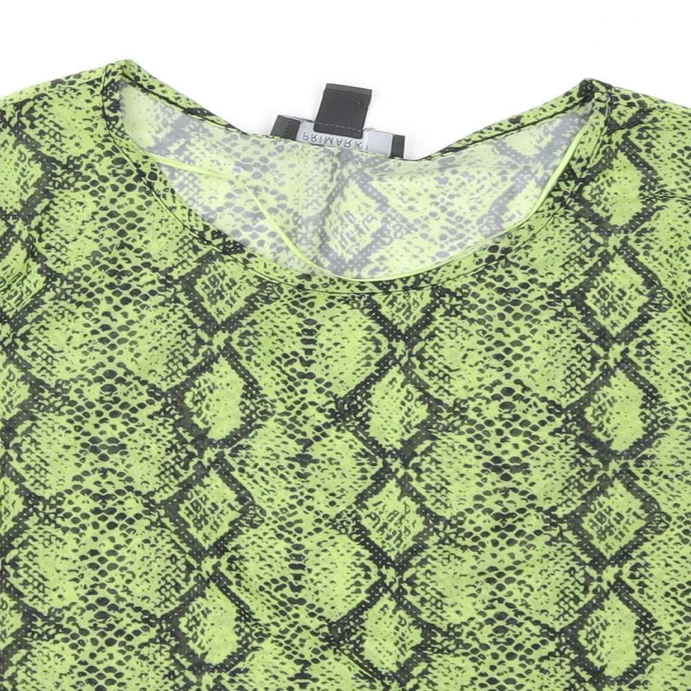 Primark Womens Green Animal Print  Basic Blouse Size M