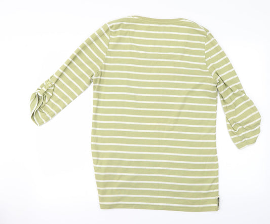 Alexara  Womens Green Striped  Basic Blouse Size 14