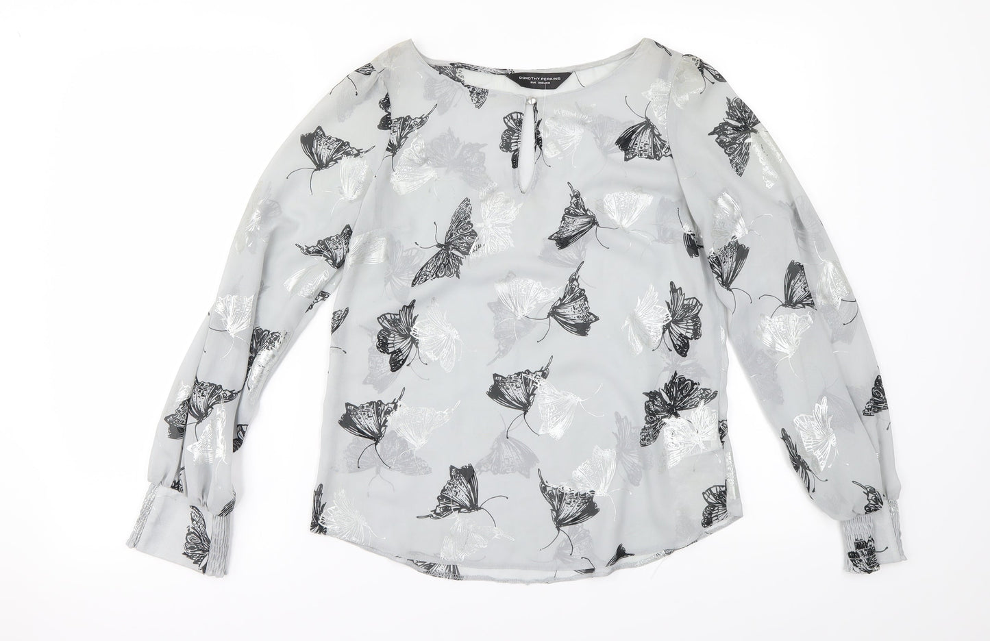 Womens UK Size 6 Dorothy Perkins Grey Basic Blouse