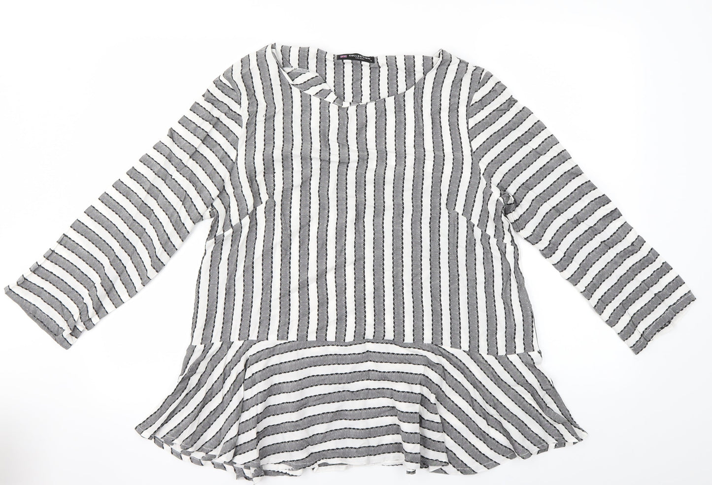 collection Womens Grey Striped  Basic Blouse Size M