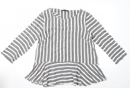 collection Womens Grey Striped  Basic Blouse Size M