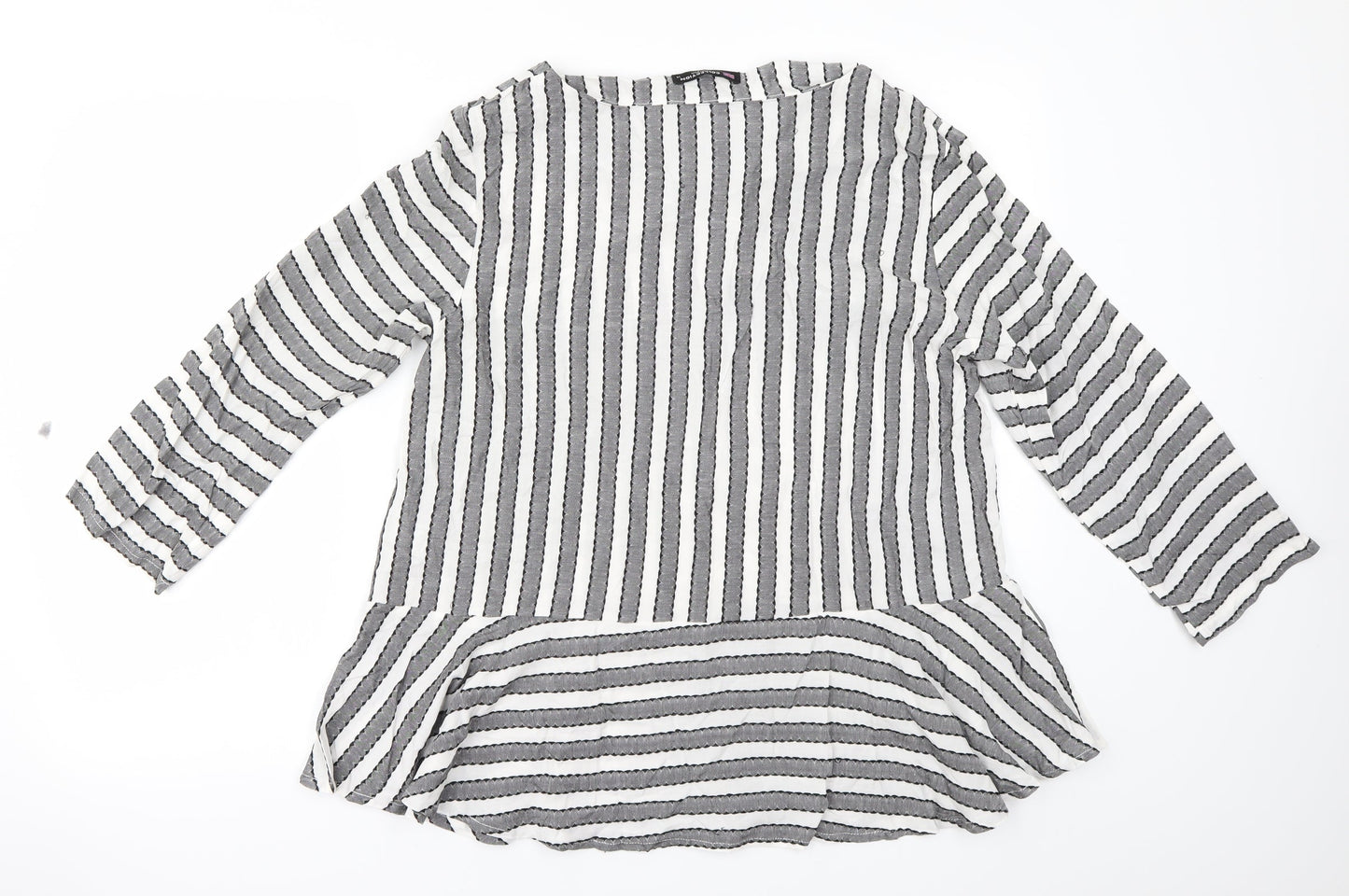 collection Womens Grey Striped  Basic Blouse Size M