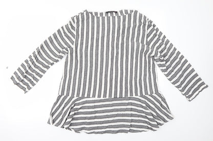 collection Womens Grey Striped  Basic Blouse Size M