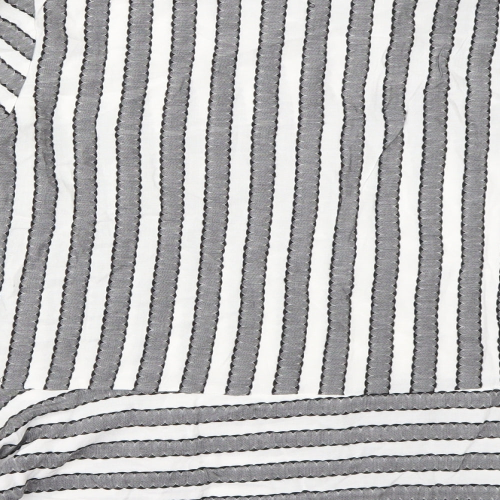 collection Womens Grey Striped  Basic Blouse Size M