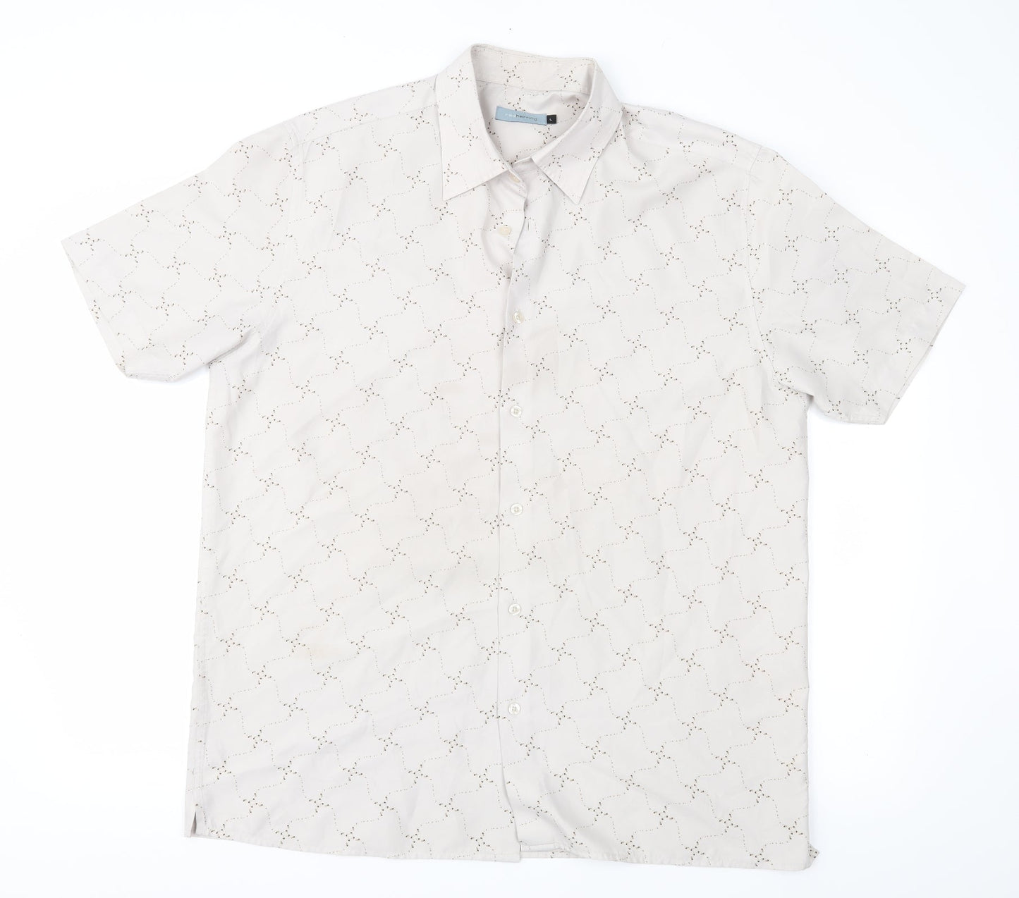 Red Herring Mens Brown Geometric   Button-Up Size L