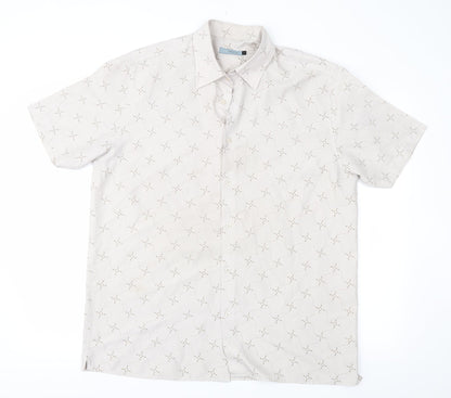 Red Herring Mens Brown Geometric   Button-Up Size L