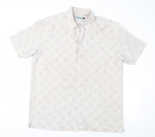 Red Herring Mens Brown Geometric   Button-Up Size L