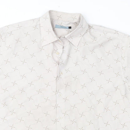 Red Herring Mens Brown Geometric   Button-Up Size L