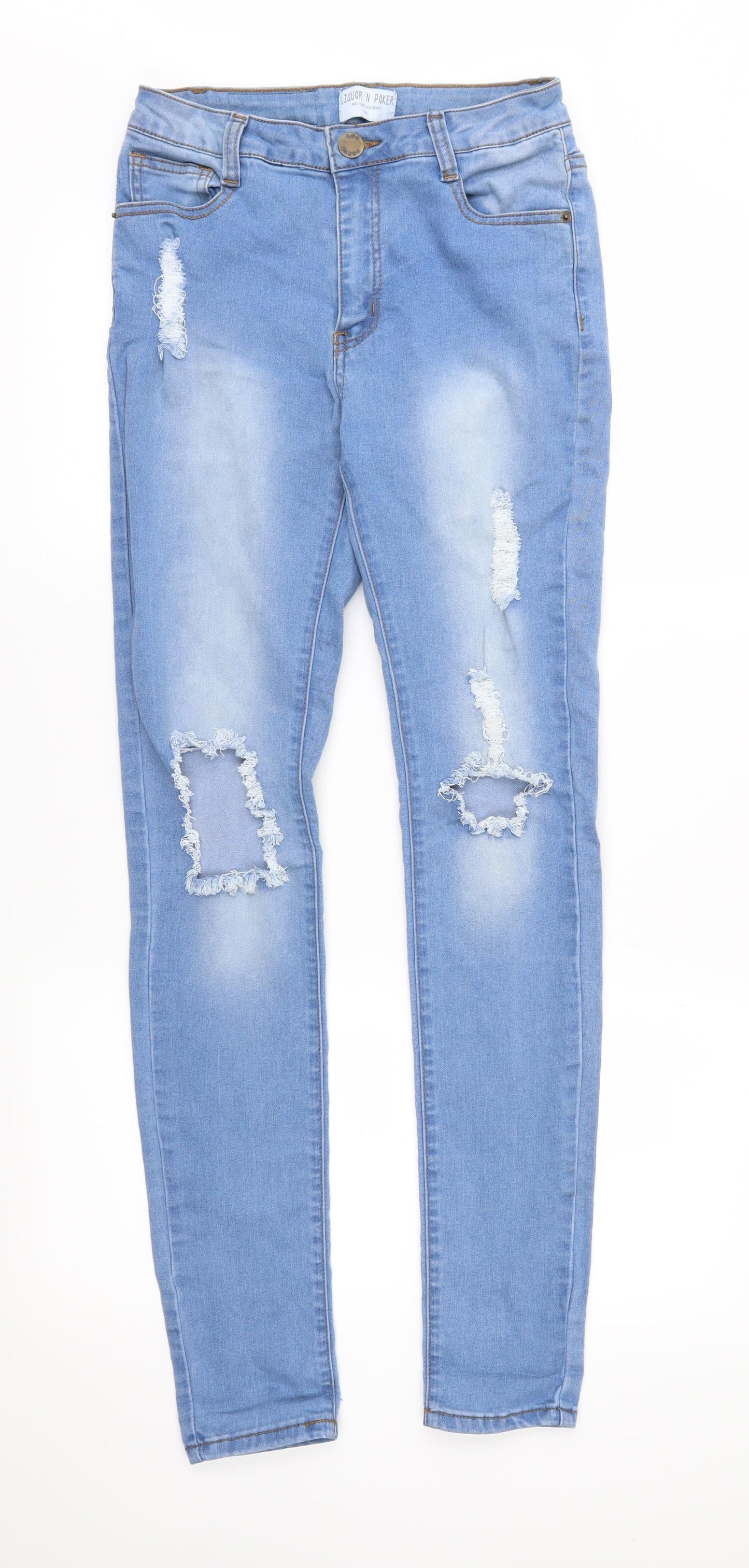 Liquor N Poker Womens Blue  Denim Skinny Jeans Size 10 L30 in